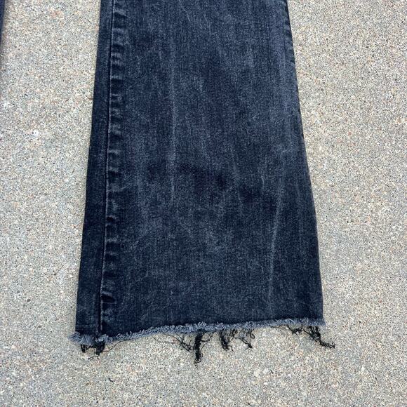 Miss Me Black High Rise Flare Jeans Frayed Hem Button Fly 29x34 - Picture 4 of 7